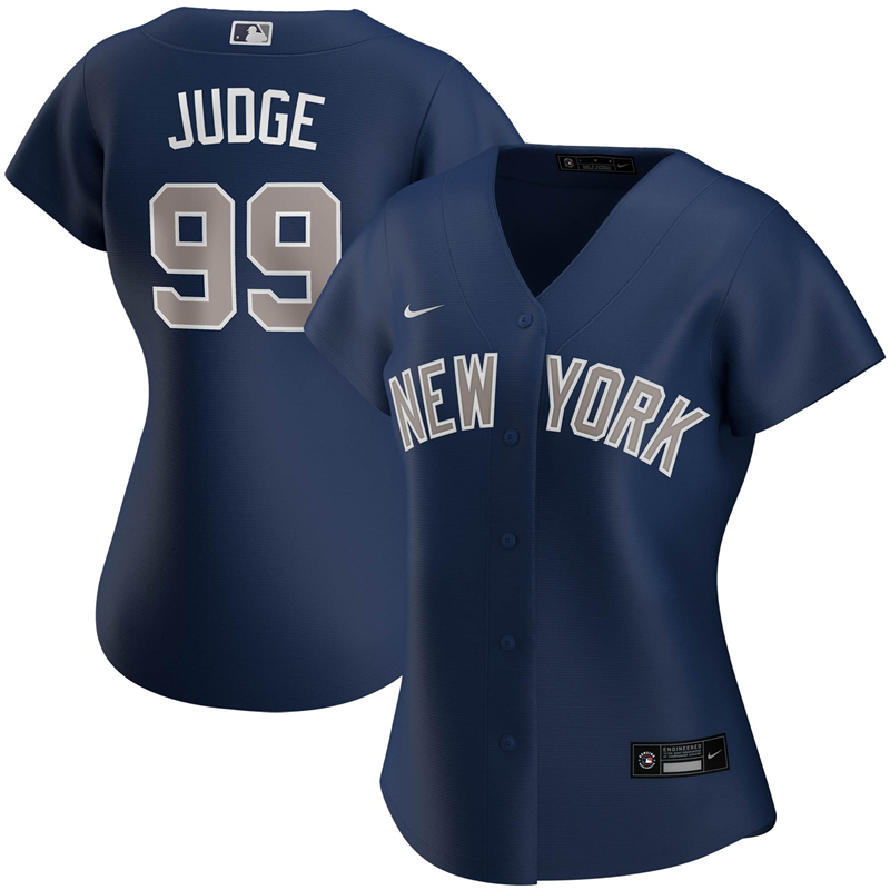 2020 MLB Women New York Yankees 99 Aaron Judge Nike Navy Alternate 2020 Replica Player Jersey 1